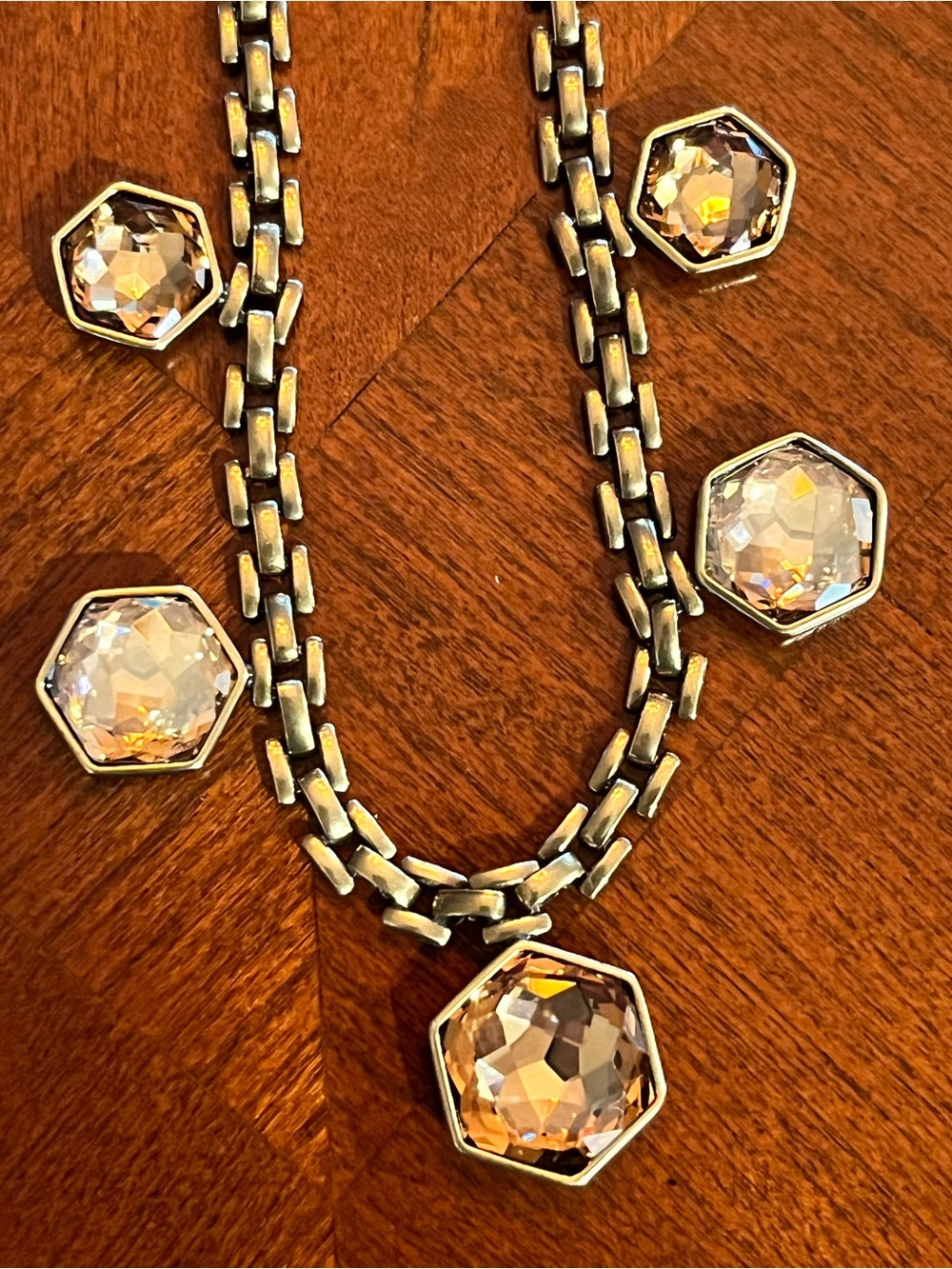 Touchstone Jewelry Shades of Amber Crystal necklace NWOT
